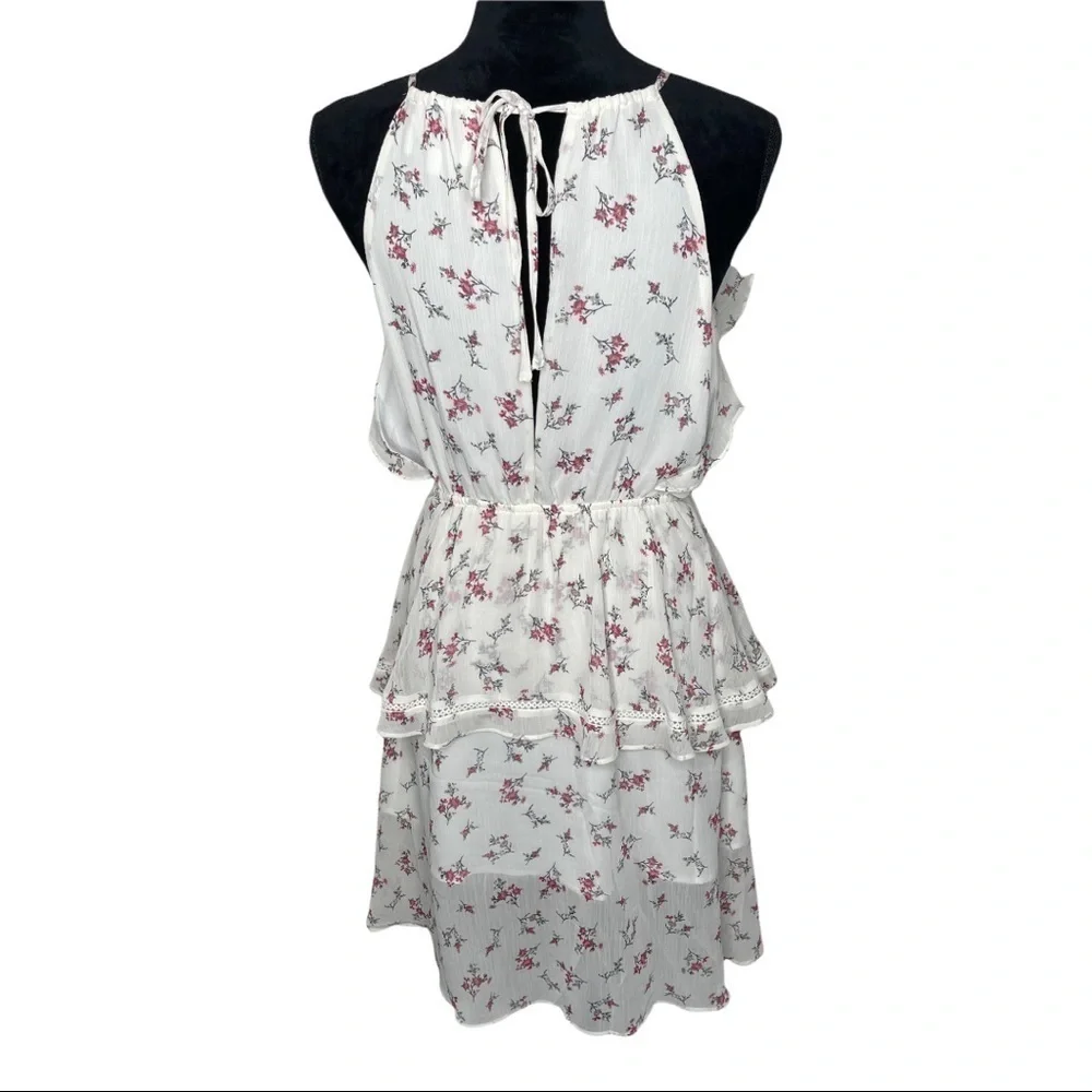 J.O.A. Women's Halter Ruffle Tiered Fit & Flare Sleeveless Short Dress Small - Picture 6 of 9